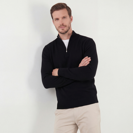 Black Half-Zip Sweater