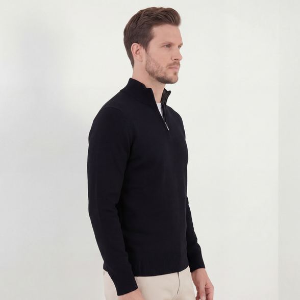 Black Half-Zip Sweater