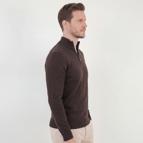 Brown Half-Zip Sweater