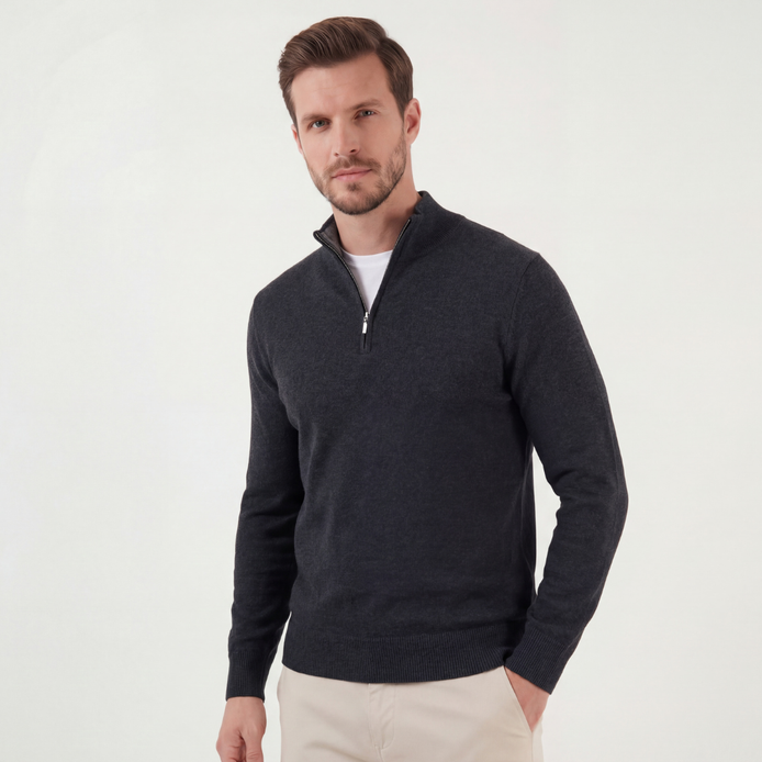 Charcoal Half-Zip Sweater