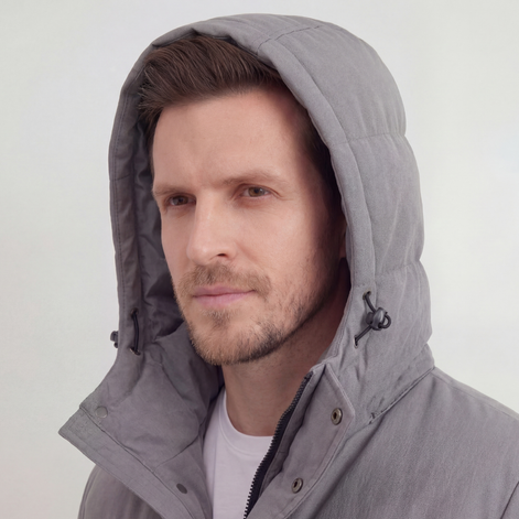 Grey Hooded Puffer Jacket