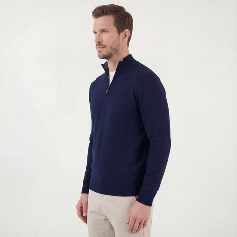 Navy Half-Zip Sweater